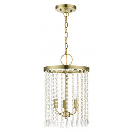 3 Light Antique Brass Pendant Chandelier Livex