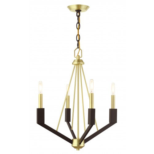 4 Light Satin Brass Chandelier Livex