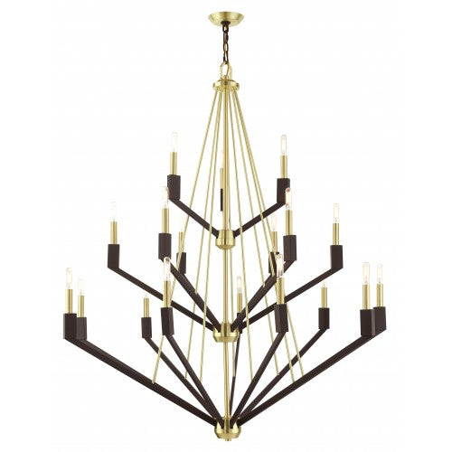 18 Light Satin Brass Foyer Chandelier Livex