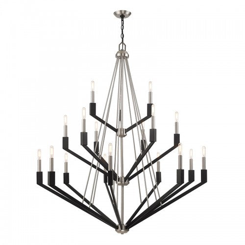 18 Light Brushed Nickel & Black Foyer Chandelier Livex