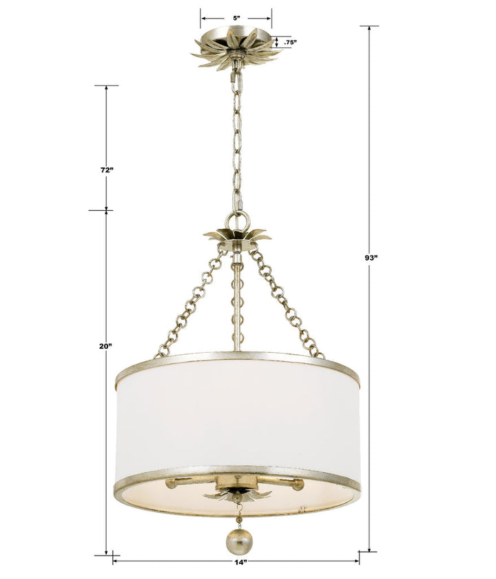 Crystorama Crystorama Broche 3 Light Antique Silver Mini Chandelier