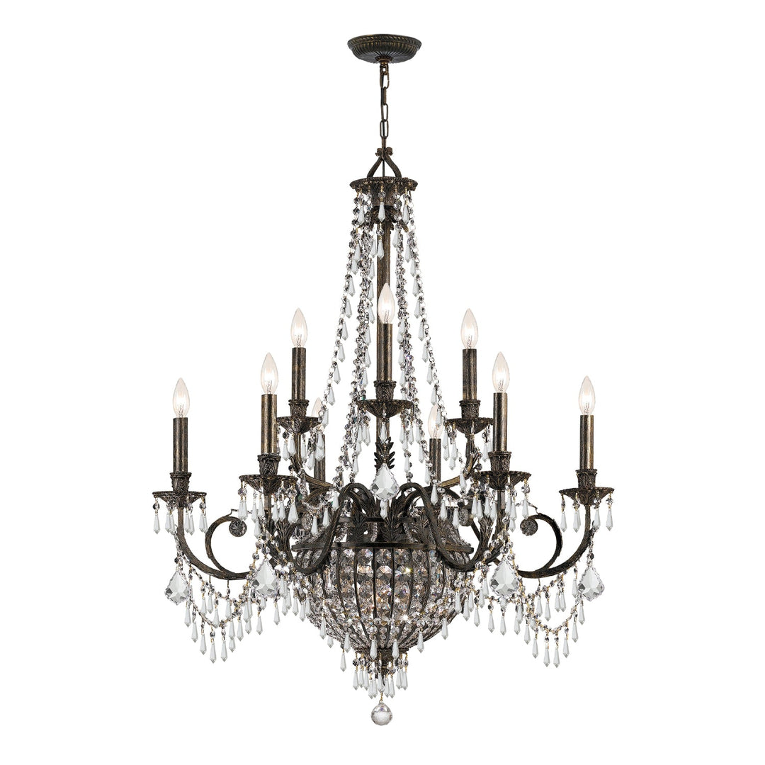 Crystorama Crystorama Vanderbilt 12 Light Hand Cut Crystal English Bronze Chandelier