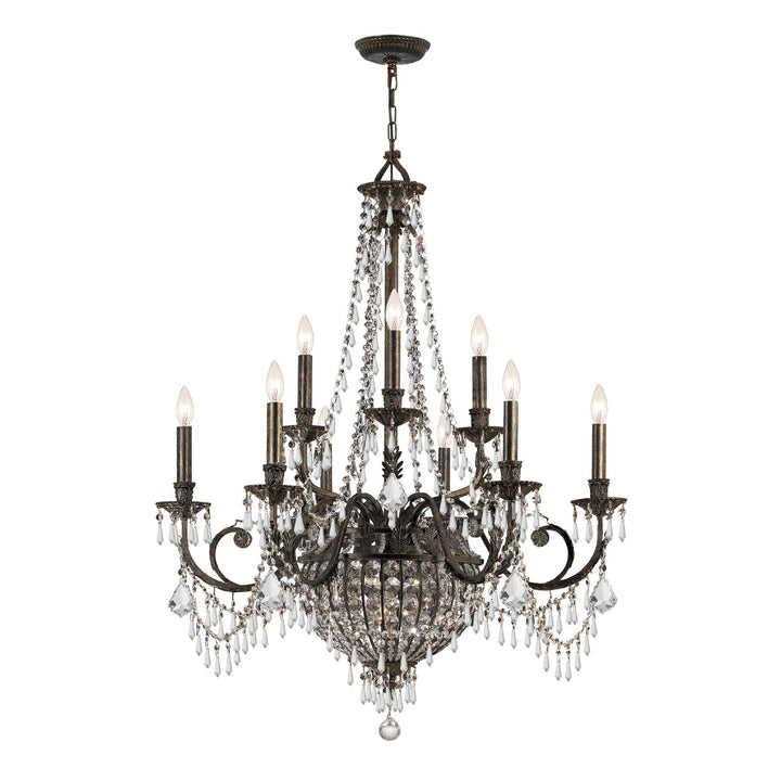 Crystorama Crystorama Vanderbilt 12 Light Hand Cut Crystal English Bronze Chandelier