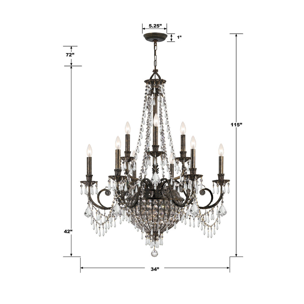 Crystorama Crystorama Vanderbilt 12 Light Hand Cut Crystal English Bronze Chandelier