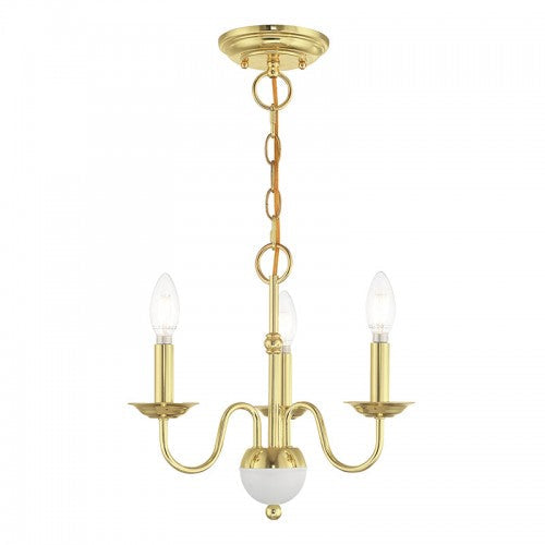 3 Light Polished Brass Chandelier Livex