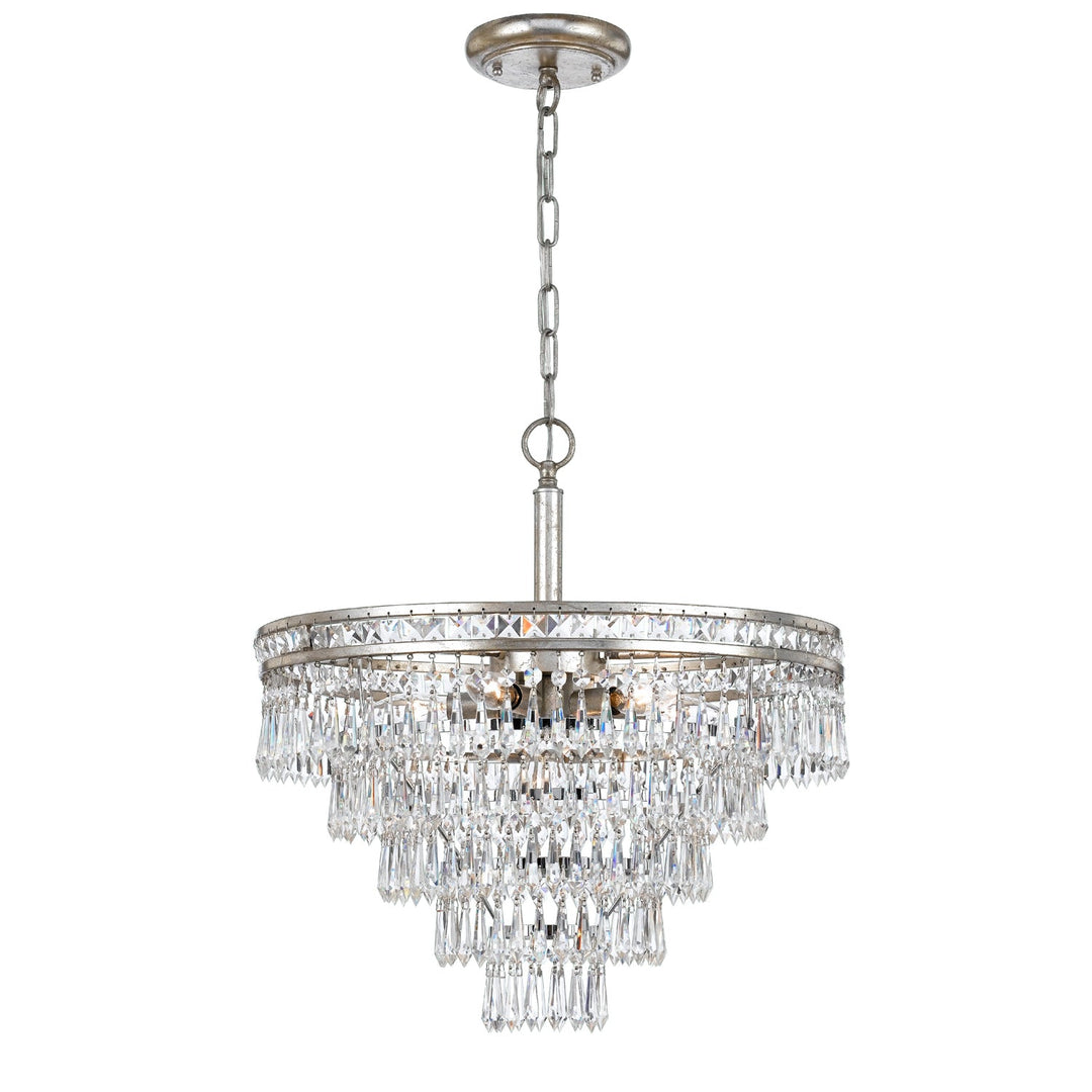 Crystorama Crystorama Mercer 7 Light Hand Cut Crystal Olde Silver Convertible Chandelier