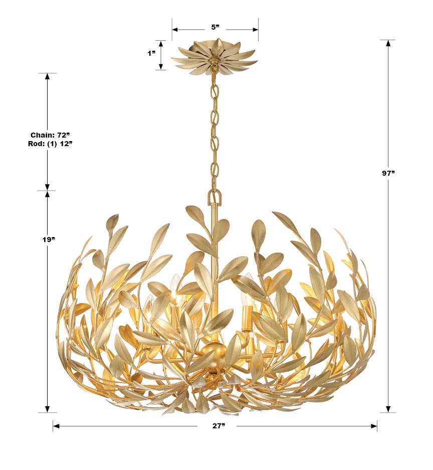 Crystorama Crystorama Broche 6 Light Antique Gold Chandelier