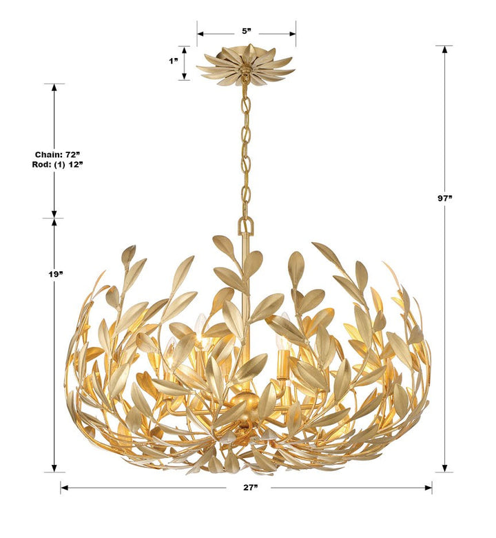 Crystorama Crystorama Broche 6 Light Antique Gold Chandelier
