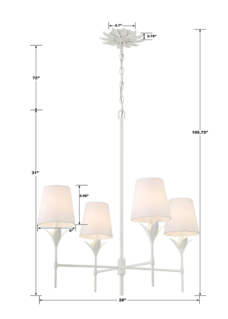 Crystorama Crystorama Broche 4 Light Matte White Chandelier