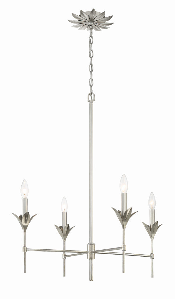 Crystorama Crystorama Broche 4 Light Antique Silver Chandelier