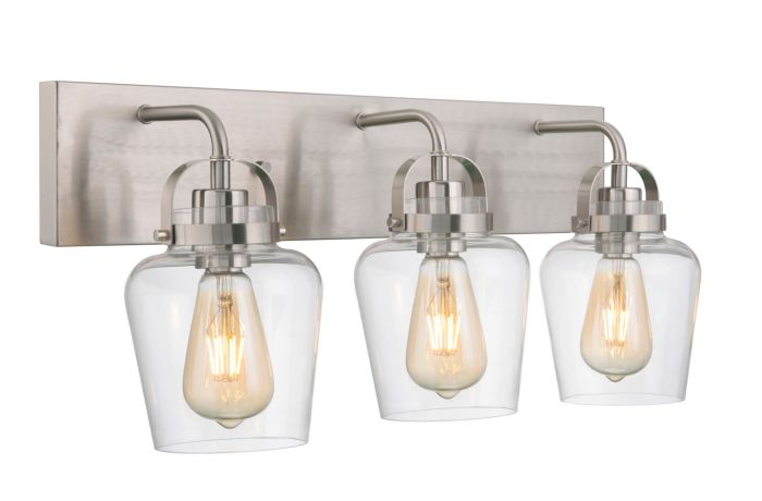 ##Antique Hardware## Trystan 3 Light Vanity in Brushed Polished Nickel