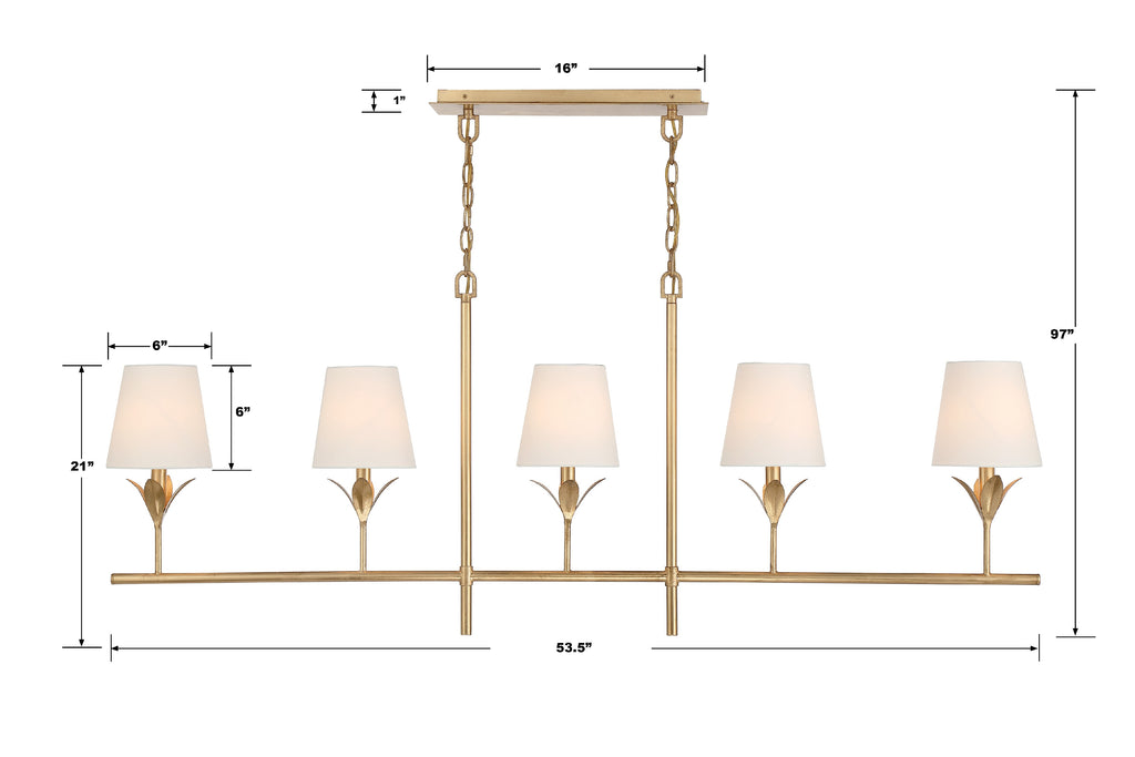 Crystorama Crystorama Broche 5 Light Antique Gold Chandelier
