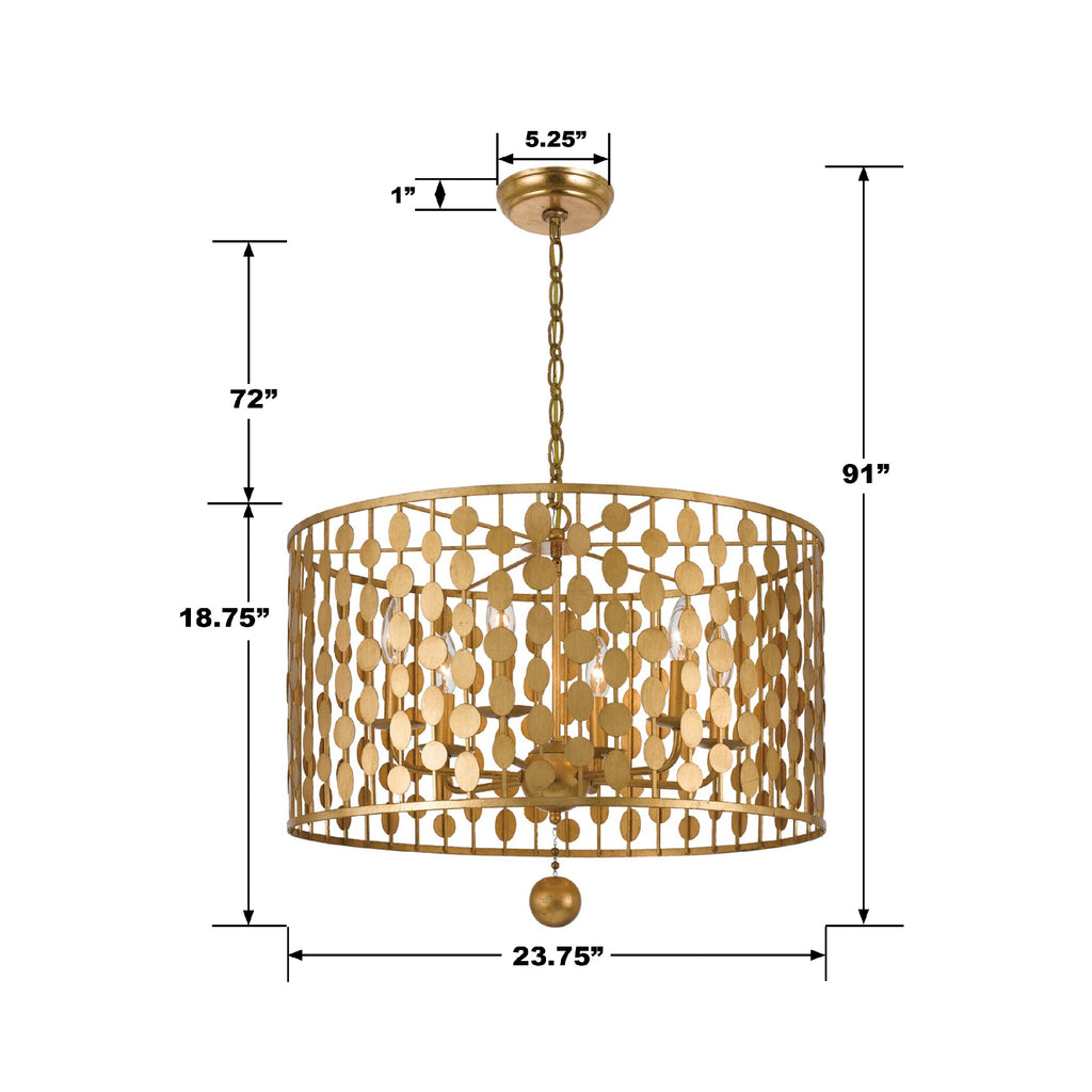 Crystorama Crystorama Layla 6 Light Antique Gold Chandelier