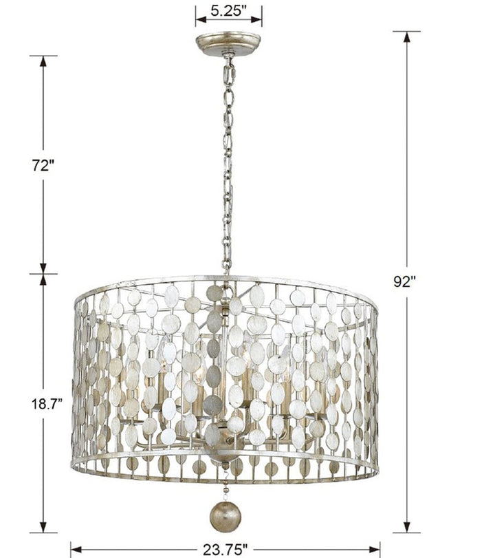 Crystorama Crystorama Layla 6 Light Antique Silver Chandelier