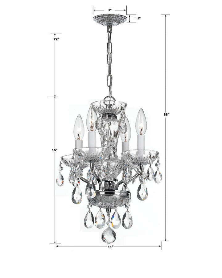 Crystorama Crystorama Traditional Crystal 4 Light Clear Italian Crystal Polished Chrome Mini Chandelier