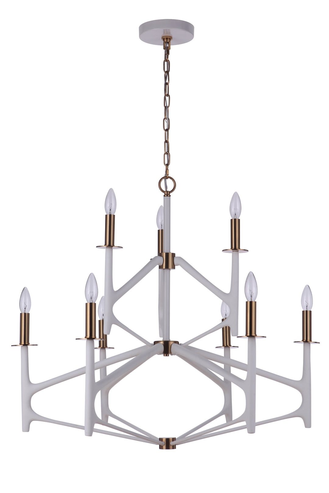 ##Antique Hardware## The Reserve 9 Light 2-Tier Chandelier in Matte White/Satin Brass