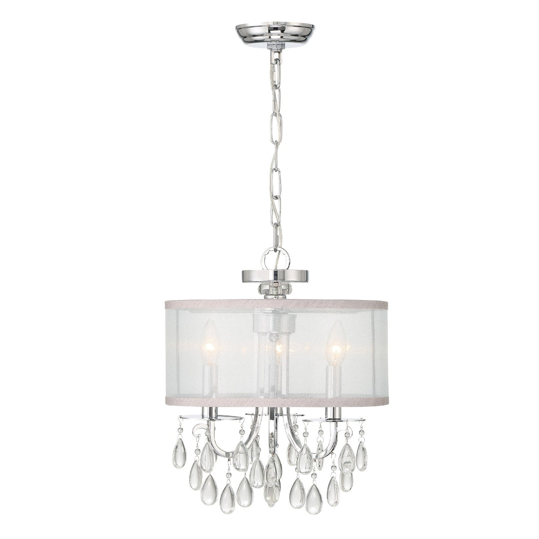 Crystorama Crystorama Hampton 3 Light Polished Chrome Clear Crystal Drum Shade Mini Chandelier