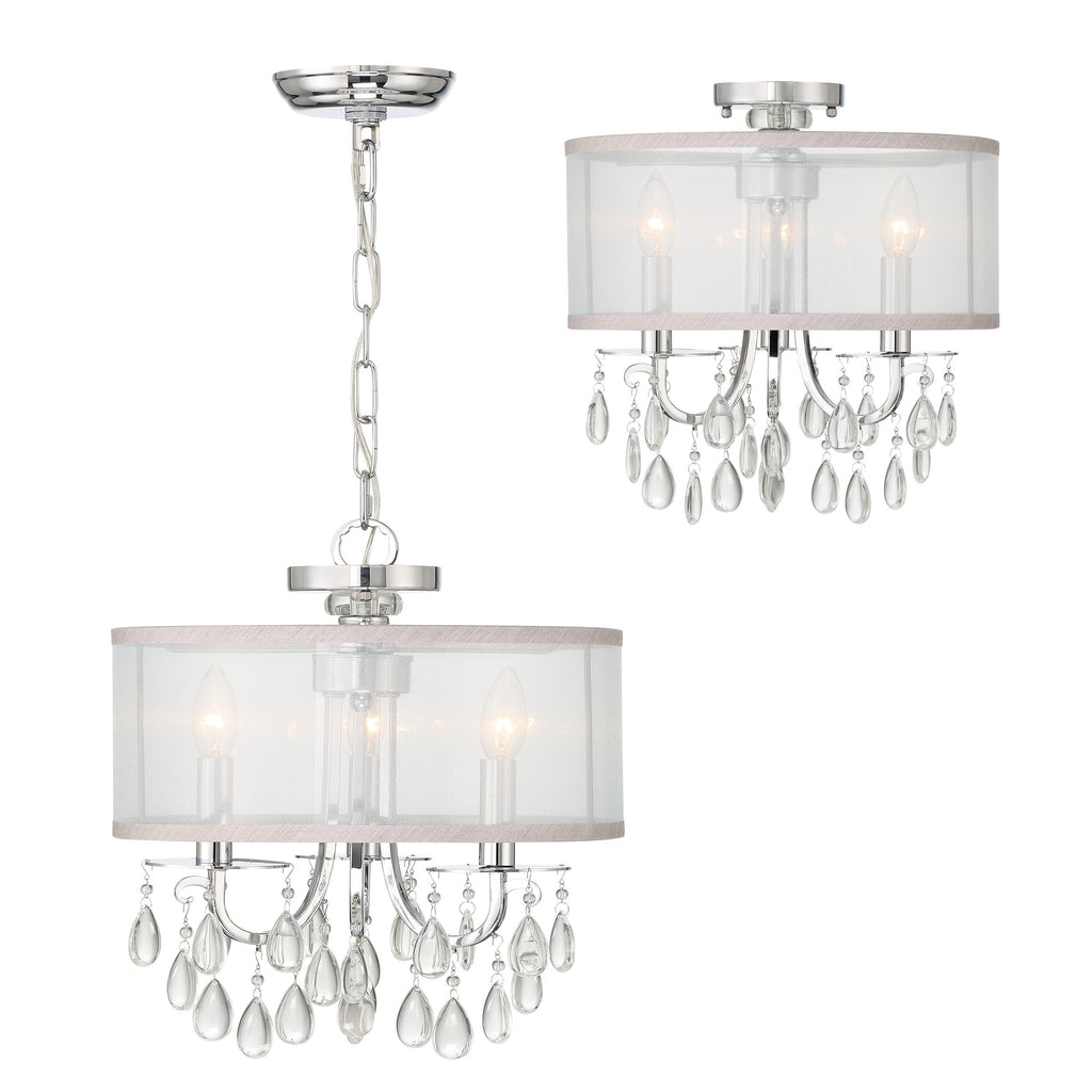 Crystorama Crystorama Hampton 3 Light Polished Chrome Clear Crystal Drum Shade Mini Chandelier