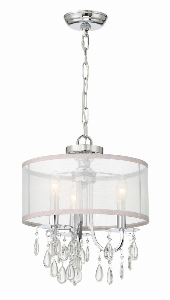 Crystorama Crystorama Hampton 3 Light Polished Chrome Clear Crystal Drum Shade Mini Chandelier