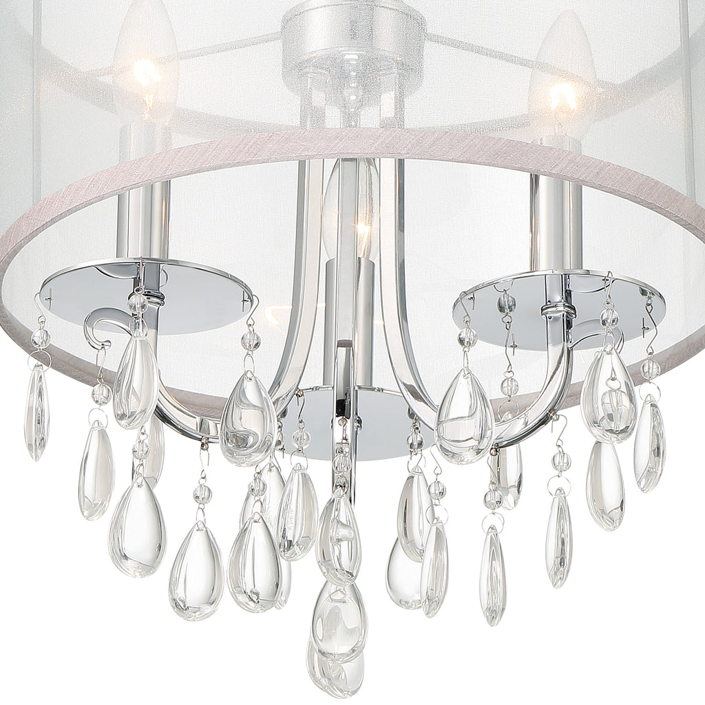 Crystorama Crystorama Hampton 3 Light Polished Chrome Clear Crystal Drum Shade Mini Chandelier