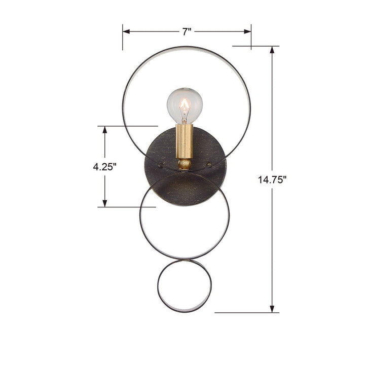Crystorama Crystorama Luna 1 Light English Bronze + Antique Gold Sphere Sconce