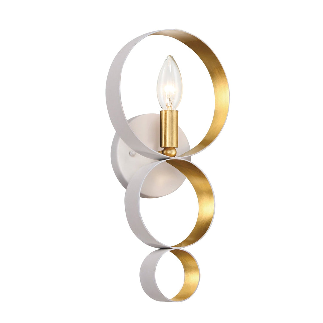 Luna 1 Light Matte White + Antique Gold Sphere Sconce Crystorama