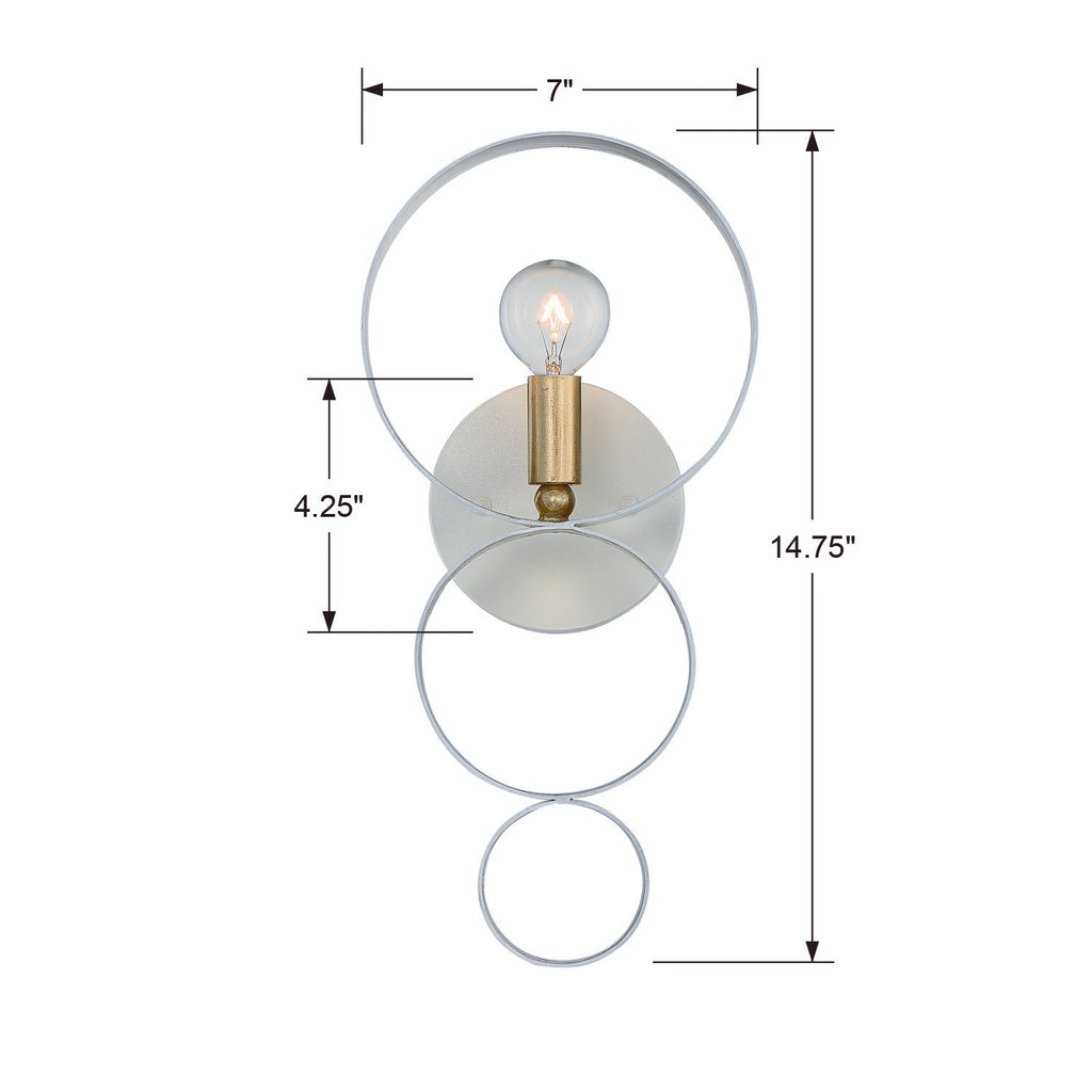 Luna 1 Light Matte White + Antique Gold Sphere Sconce Crystorama