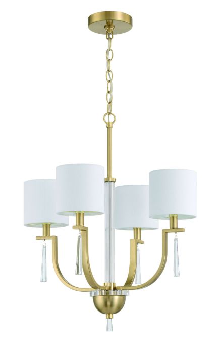##Antique Hardware## Fortuna 4 Light Chandelier in Satin Brass