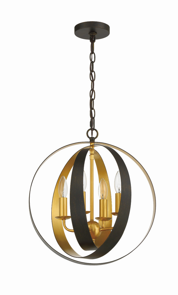 Crystorama Crystorama Luna 4 Light English Bronze + Antique Gold Sphere Mini Chandelier