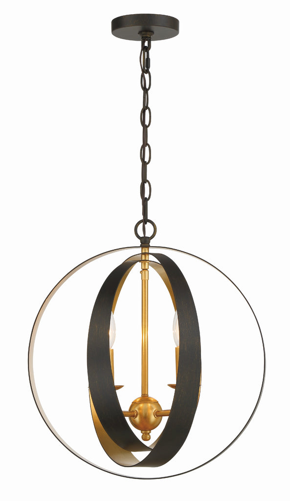 Crystorama Crystorama Luna 4 Light English Bronze + Antique Gold Sphere Mini Chandelier