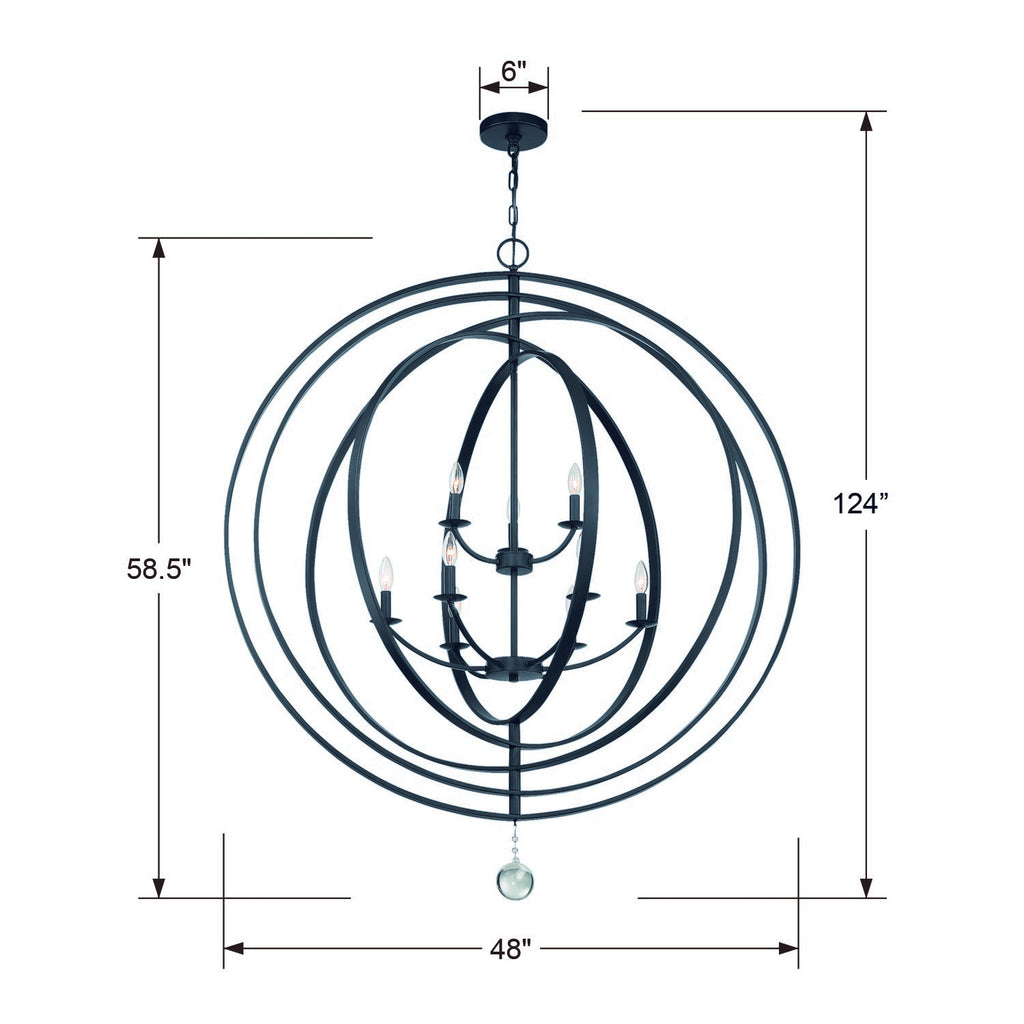 Crystorama Crystorama Luna 9 Light Matte Black Chandelier