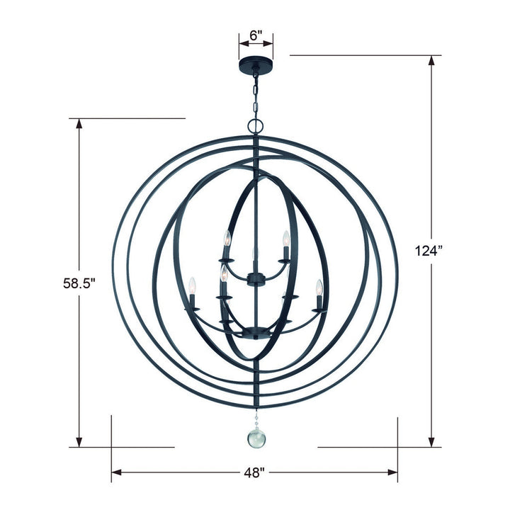 Crystorama Crystorama Luna 9 Light Matte Black Chandelier