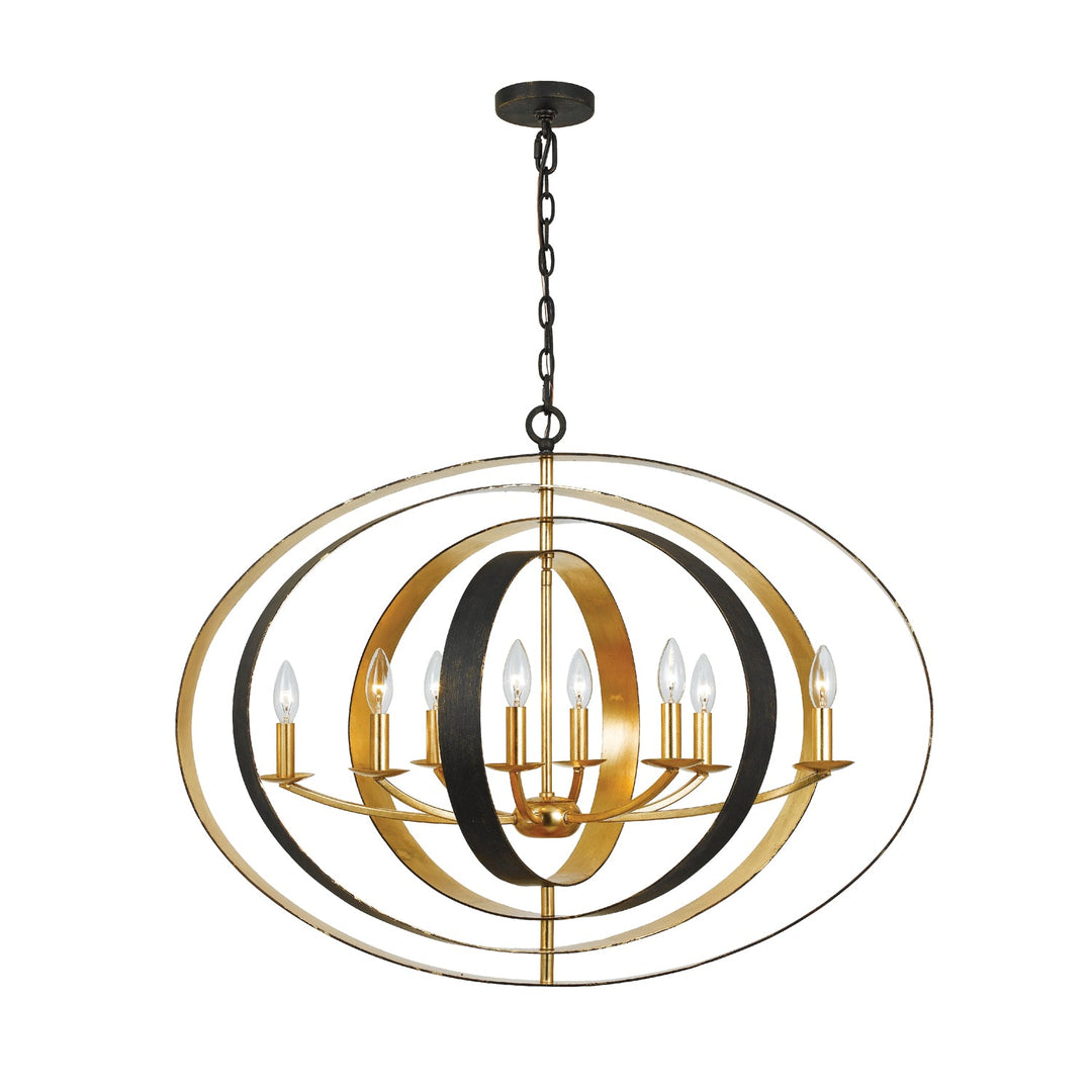 Crystorama Crystorama Luna 8 Light English Bronze + Antique Gold Oval Chandelier
