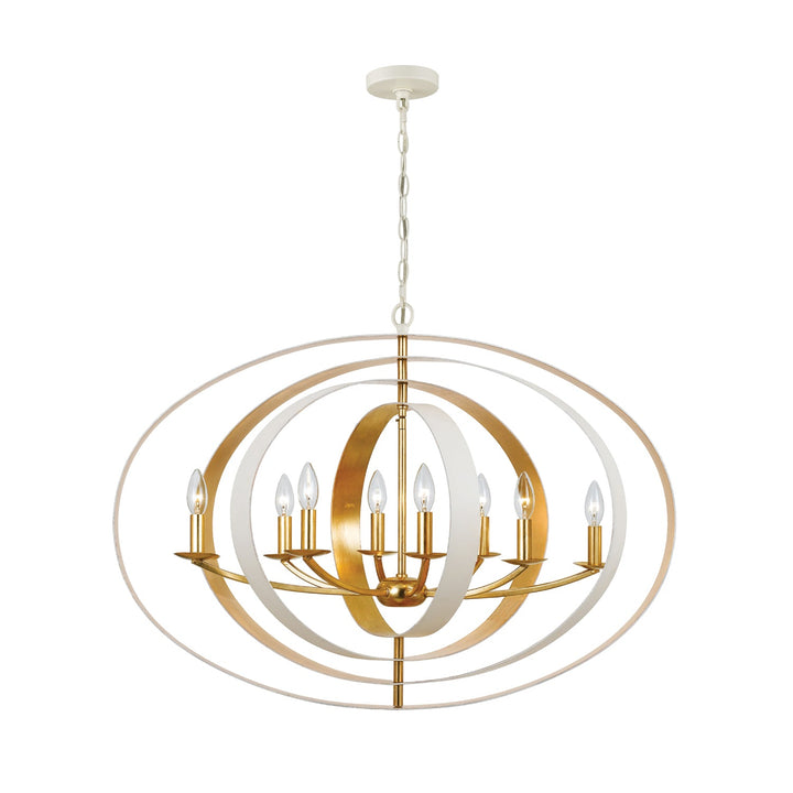 Crystorama Crystorama Luna 8 Light Matte White + Antique Gold Chandelier