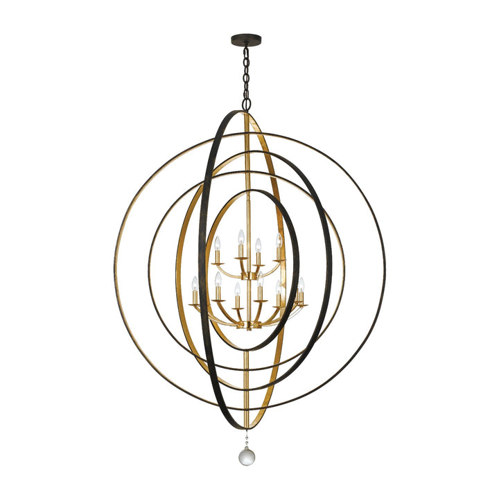 Crystorama Crystorama Luna 12 Light English Bronze + Antique Gold Chandelier