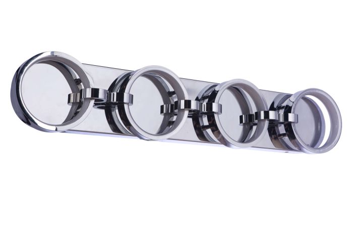 Antique Hardware Context 4 Light LED Vanity in Chrome Bath and Vanity