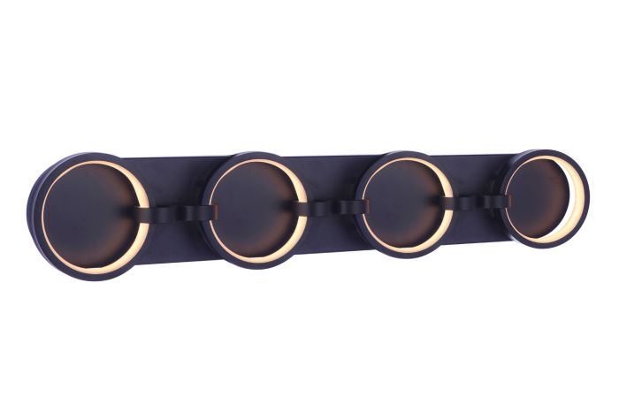 Antique Hardware Context 4 Light LED Vanity in Flat Black Bath and Vanity