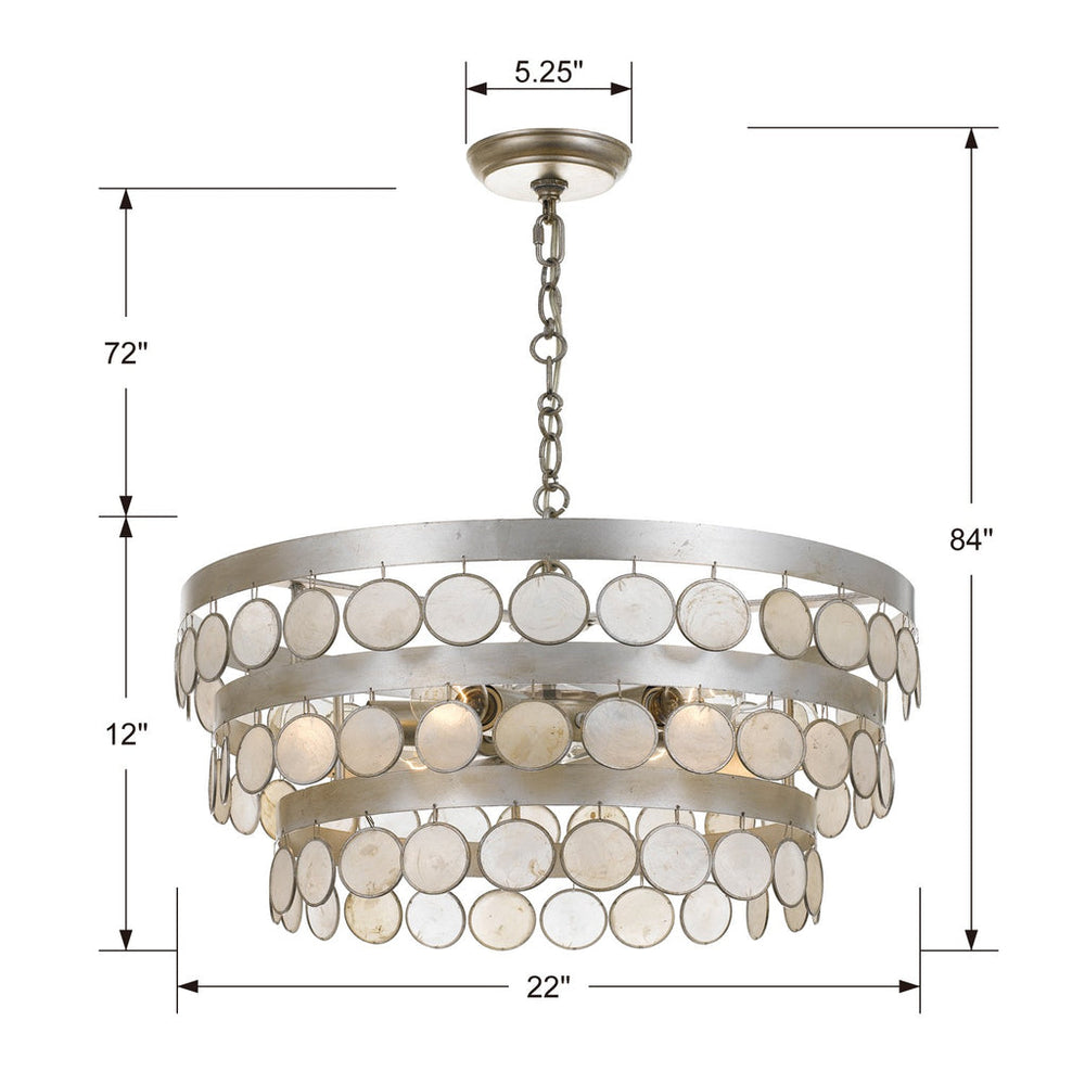 Crystorama Crystorama Coco 6 Light Antique Silver Chandelier