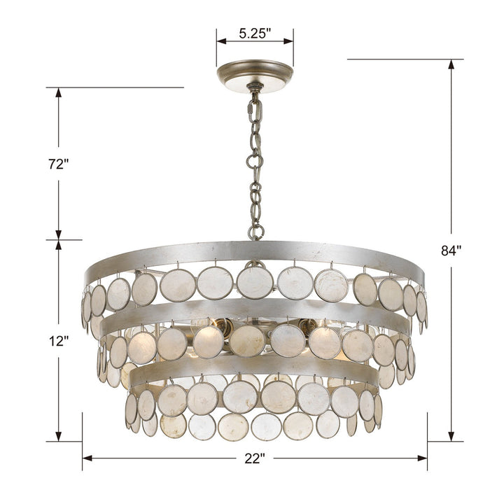 Crystorama Crystorama Coco 6 Light Antique Silver Chandelier