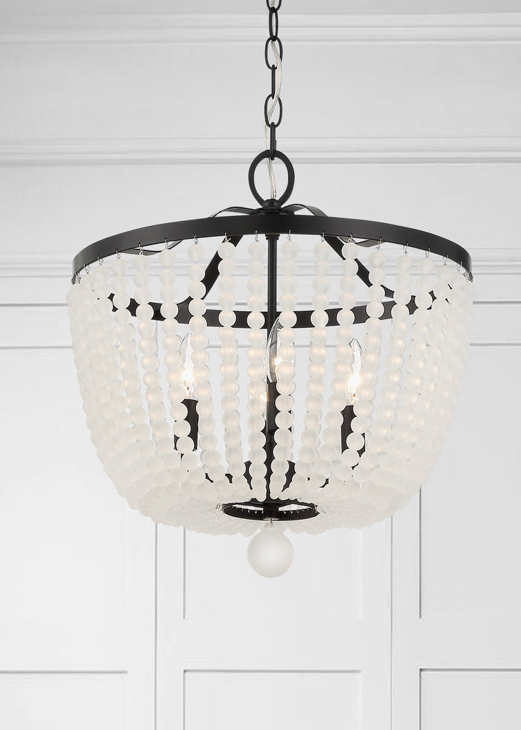 Crystorama Crystorama Rylee 4 Light Matte Black Frosted Beads Mini Chandelier