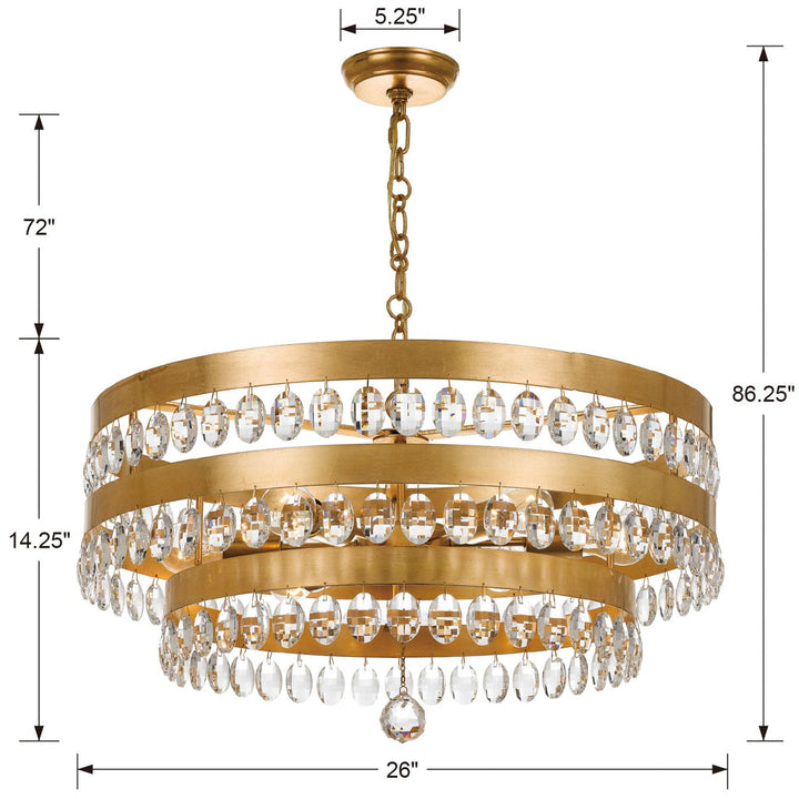 Crystorama Crystorama Perla 6 Light Antique Gold Chandelier