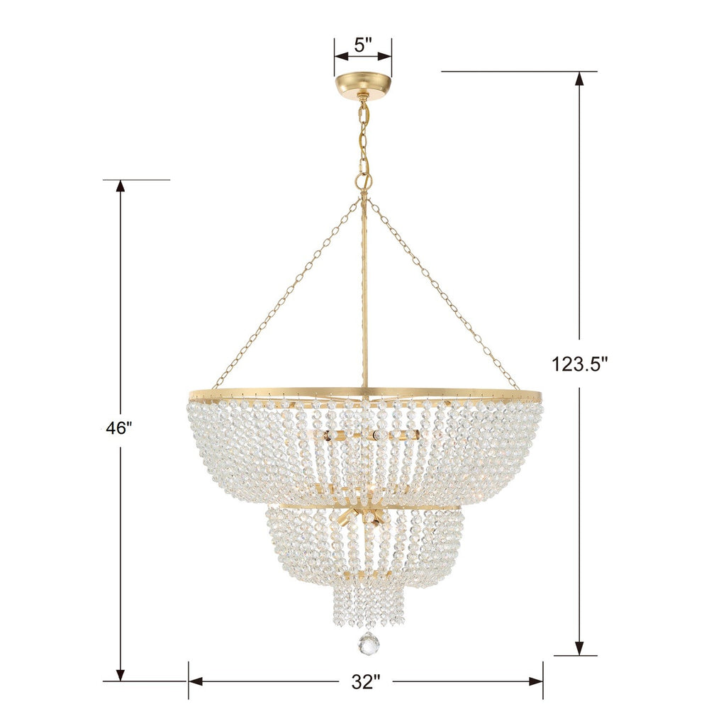 Crystorama Crystorama Rylee 12 Light Antique Gold Chandelier