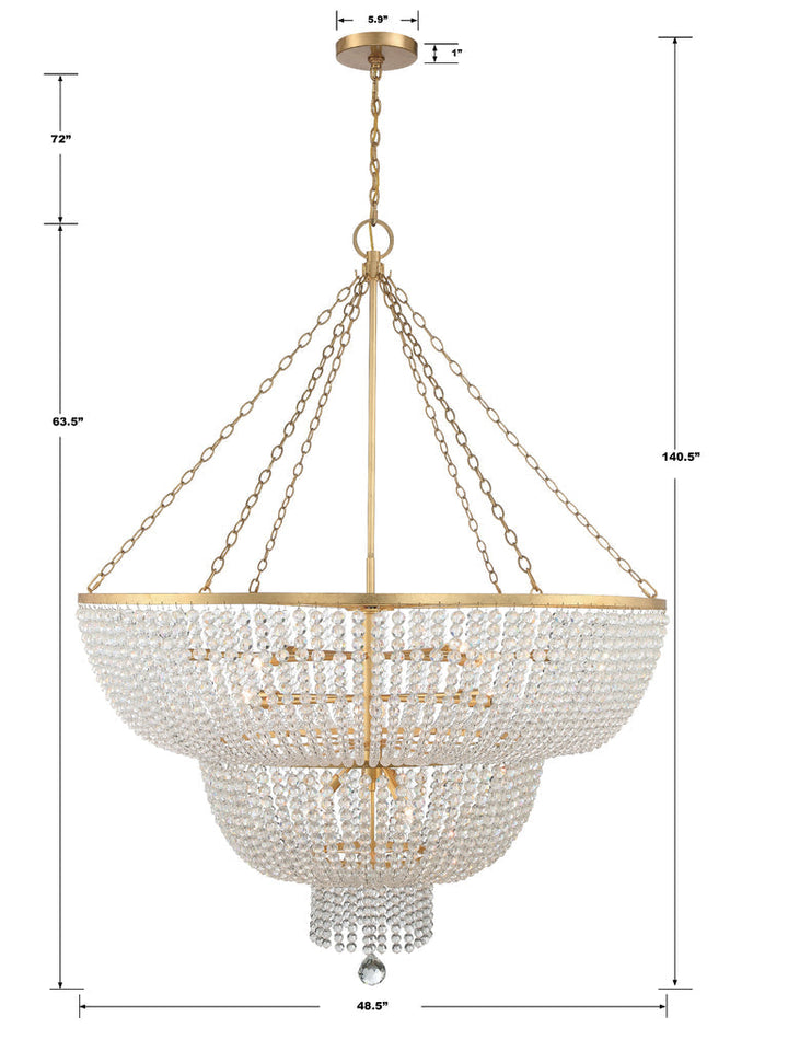 Crystorama Crystorama Rylee 15 Light Antique Gold Chandelier