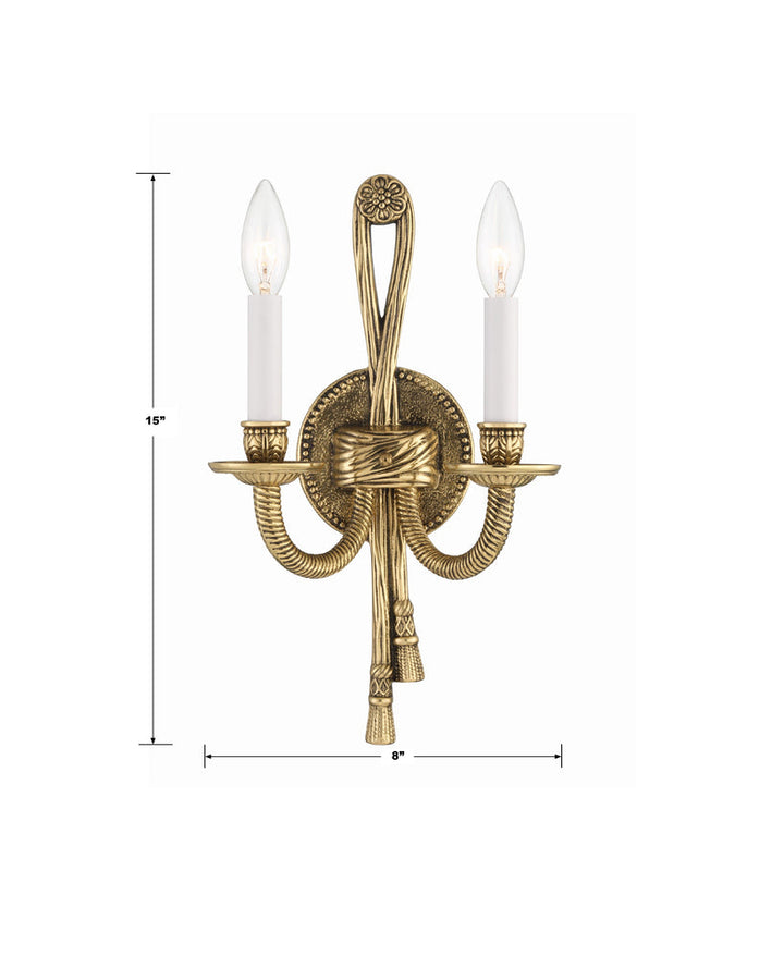 Crystorama Crystorama Crystorama 2 Light Olde Brass Cast Sconce