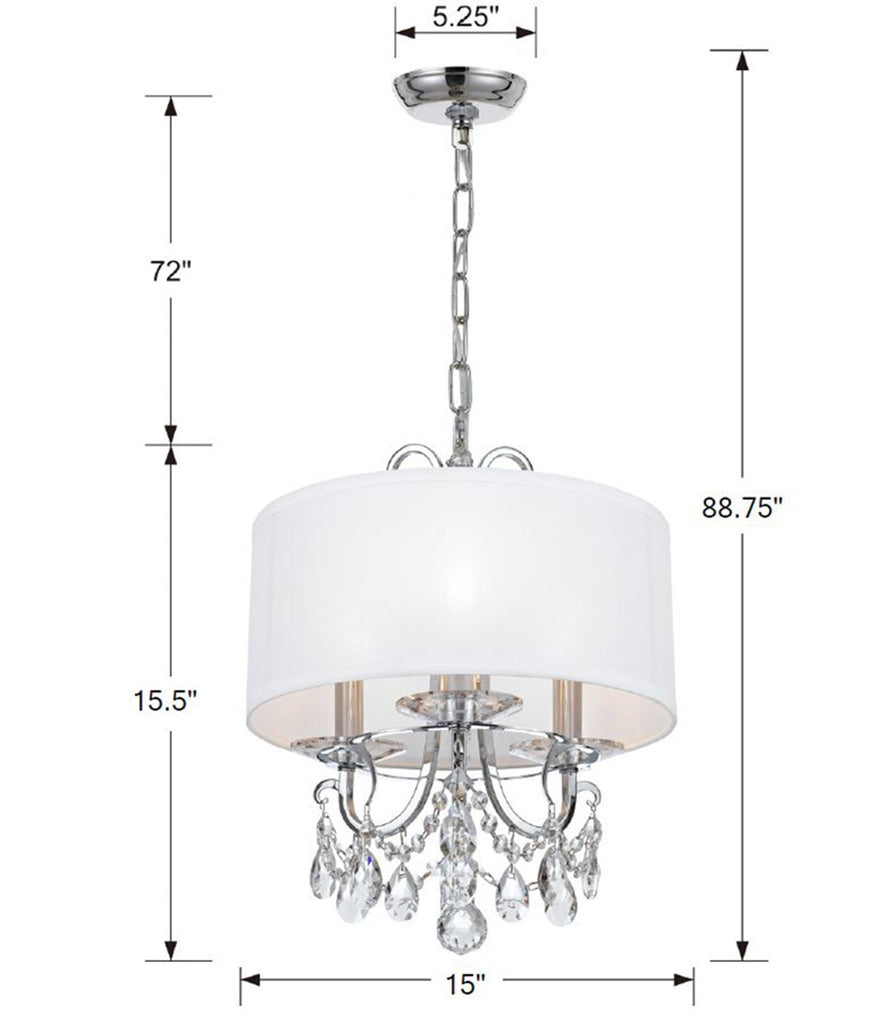 Crystorama Crystorama Othello 3 Light Spectra Crystal Polished Chrome Mini Chandelier
