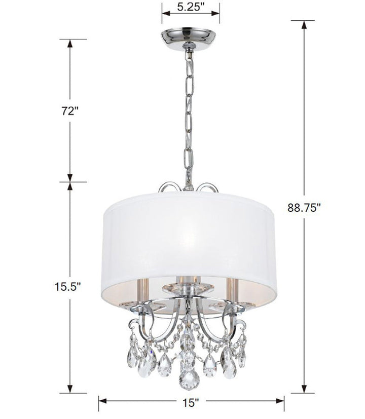 Crystorama Crystorama Othello 3 Light Spectra Crystal Polished Chrome Mini Chandelier