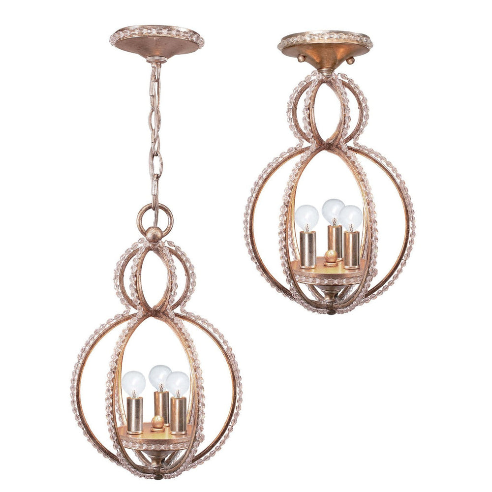Crystorama Crystorama Garland 3 Light Crystal Bead Distressed Twilight Mini Chandelier