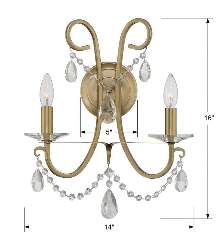 Othello 2 Light Spectra Crystal Vibrant Gold Sconce Crystorama