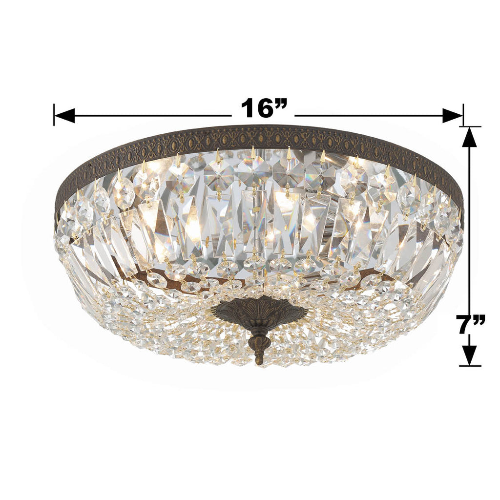 Crystorama 3 Light Spectra Crystal English Bronze Flush Mount Crystorama