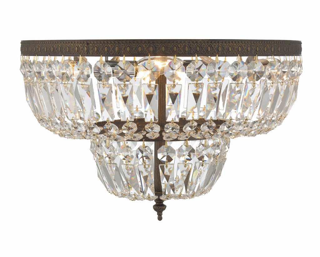 Crystorama 4 Light Spectra Crystal English Bronze Flush Mount Crystorama